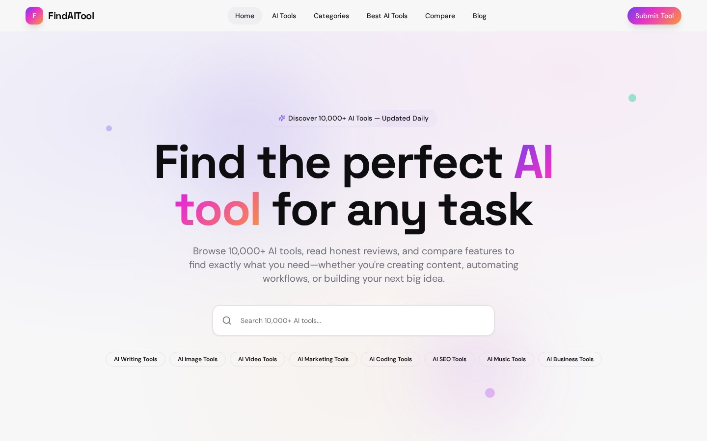Find AI Tool directory website listing page