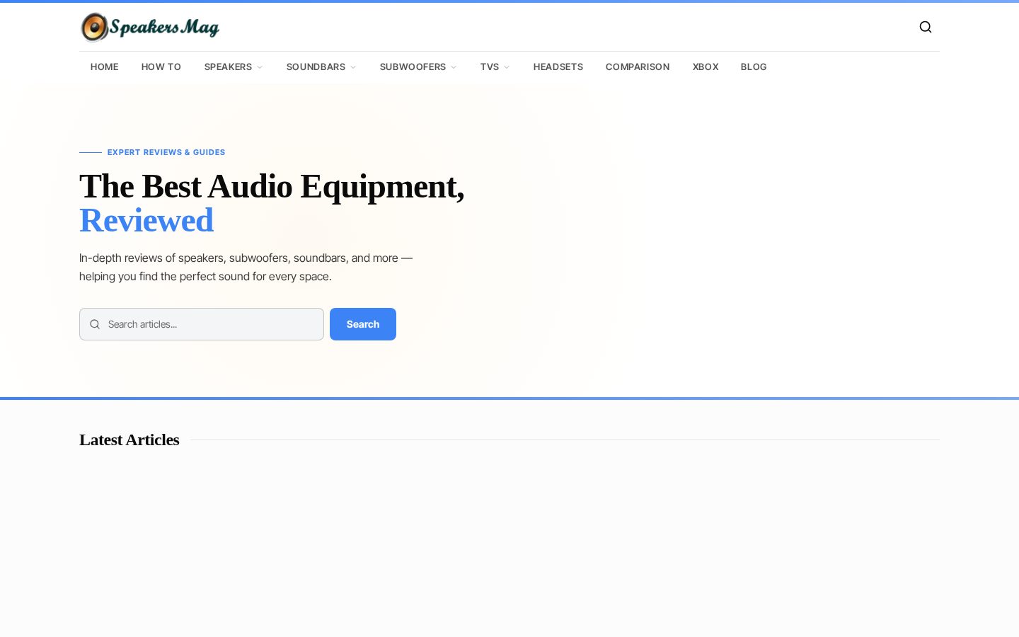 SpeakersMag audio equipment review website homepage